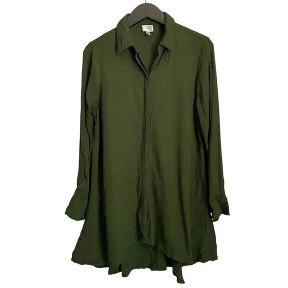 Cupio Women's Green Tunic Top Size Small Olive Green Long Sleeve - Picture 1 of 7